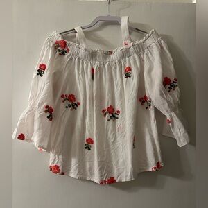 Floral Off-Shoulder White Top